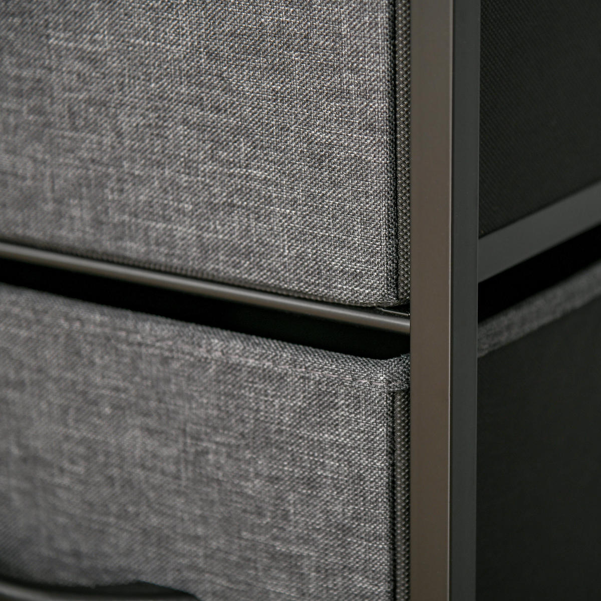 KOMMODE mit 4 Schubladen aus Leinen Aufbewahrungsschrank mit Ablage Griffen - Schwarz, Metall (29/103/58cm) - HOMCOM