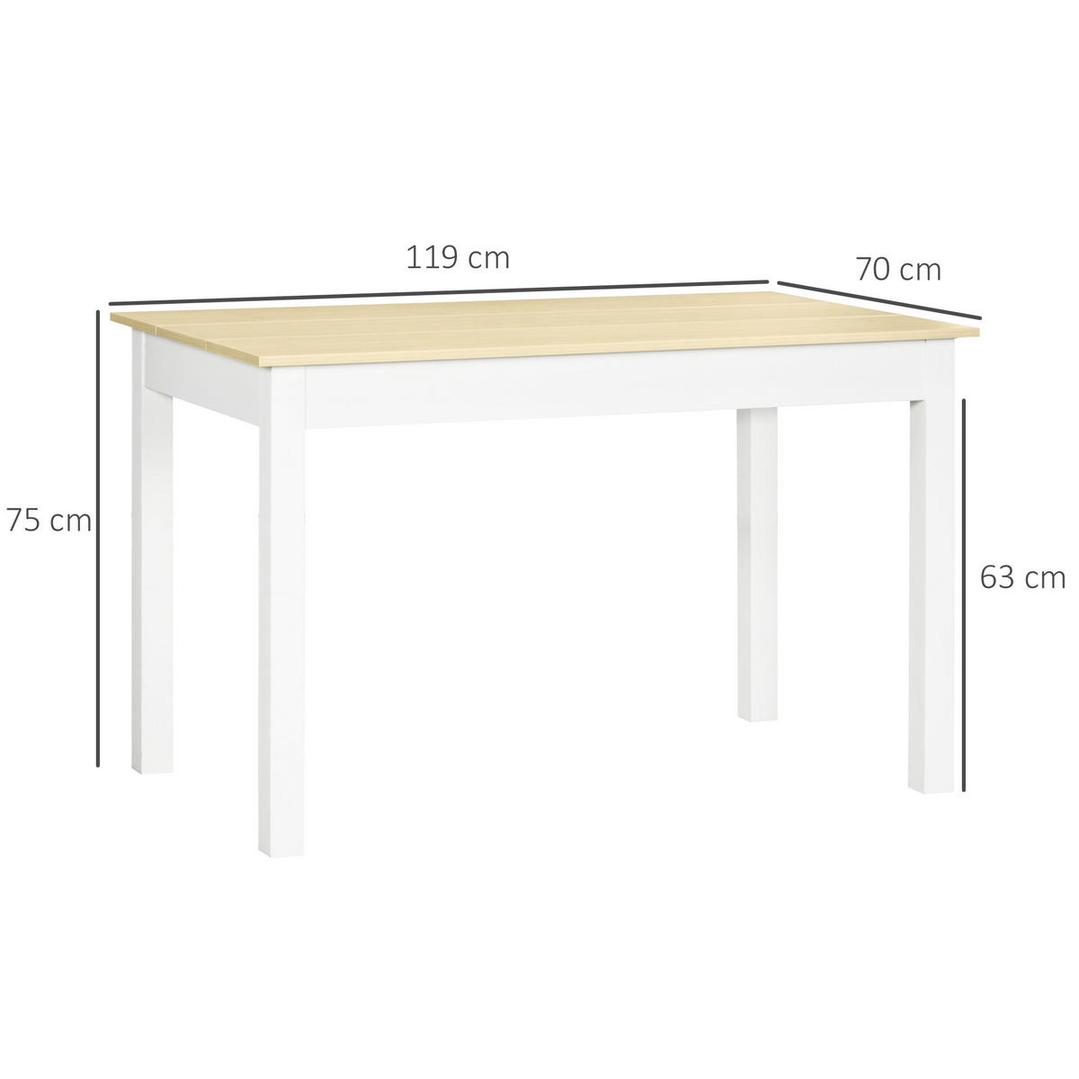 ESSTISCH Zweifarbig Holzoptik Rechteckig 119/70/75 cm - Naturfarben, Holz (70/119/75cm) - PANGIVO