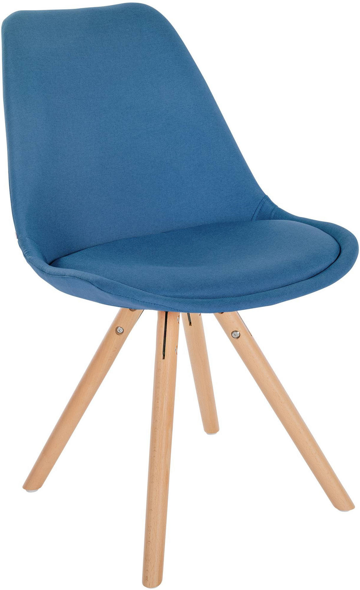 STUHL Stoff blau - Blau/Eukalyptusholzfarben, Holz/Textil (48/81/54cm) - CLP