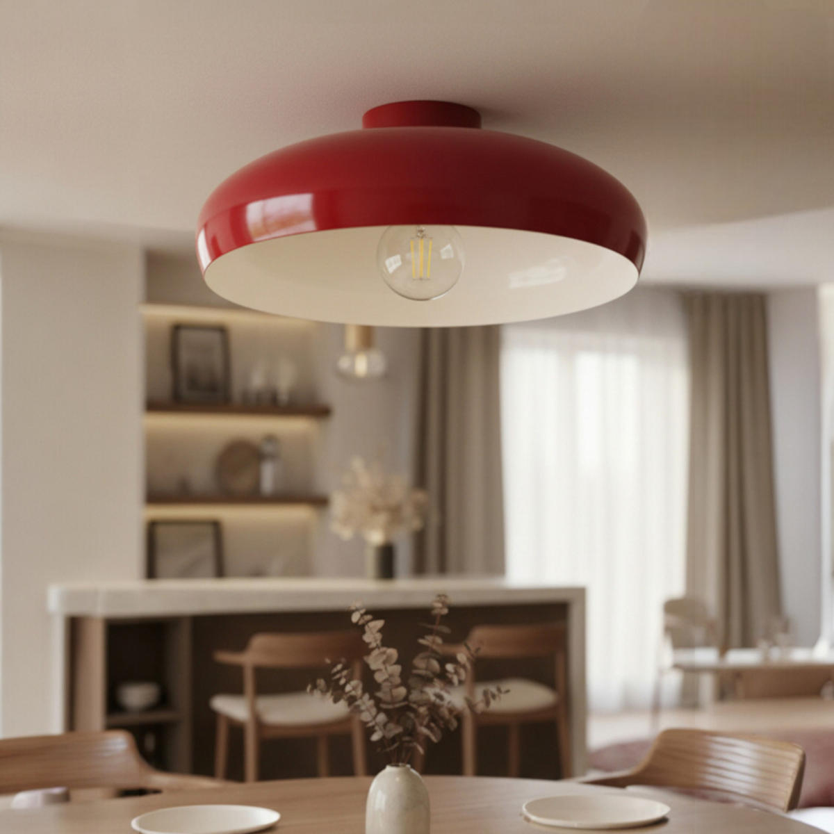 DECKENLEUCHTE Androa Lampe - Rot, Metall (40/40/20cm) - Bamyum