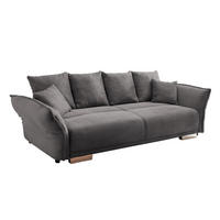 BIG-SOFA mit Schlaffunktion, Bettkasten, Federkern, Armlehnen verstellbar B242/T131/H90 cm, Liegefläche 168x199 cm, Cord Grau Anthrazit / 17214 - Chromfarben/Schieferfarben, Kunststoff/Textil (242/90/131cm) - luma-home
