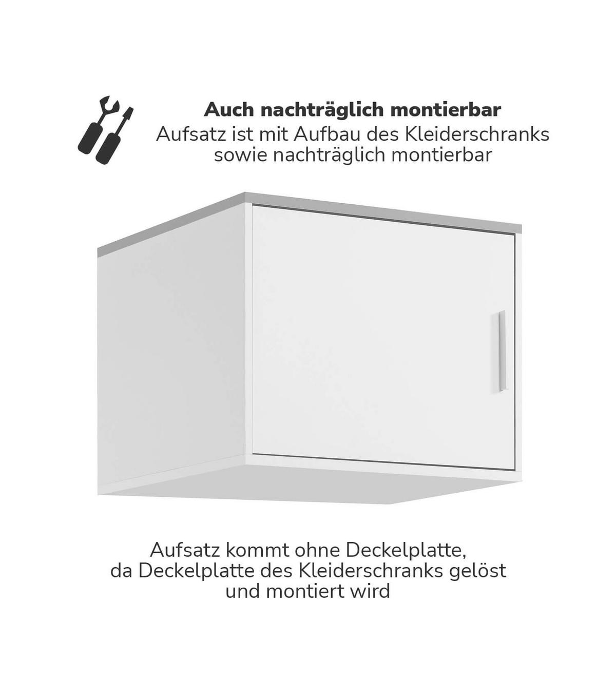 KLEIDERSCHRANKAUFSATZ Der Hochstapler - Weiß, Holzwerkstoff (60/47/58cm) - Mokebo