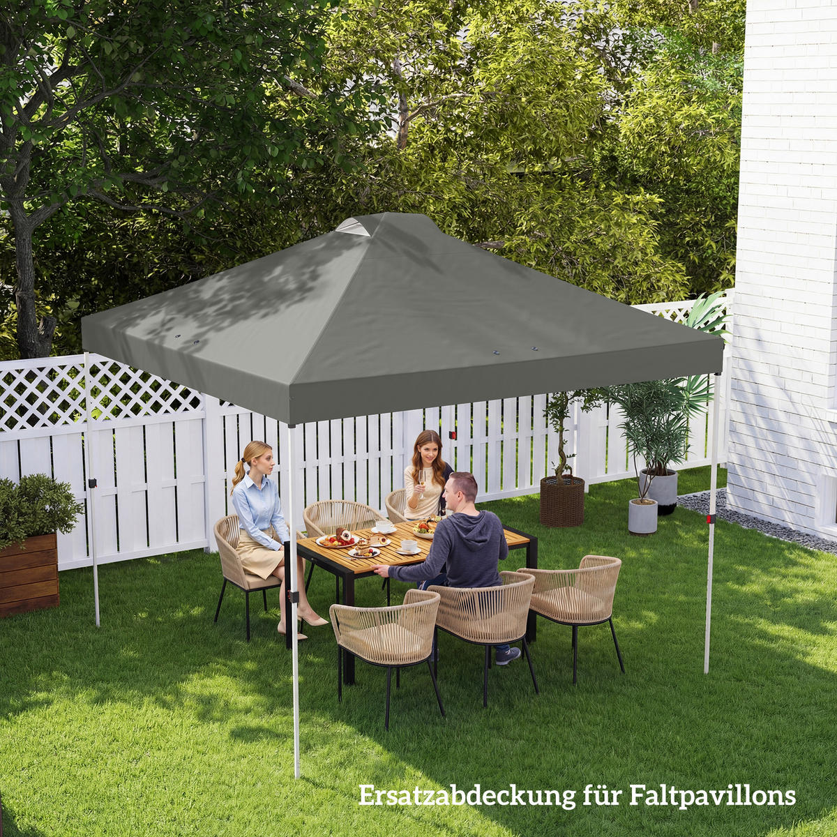 PAVILLON-DACH Ersatz 3 x 3 m mit UV50+ Schutz, wasserfest und mit 8 Abflusslöchern, Hellgrau - Hellgrau, Textil (300/25/300cm)