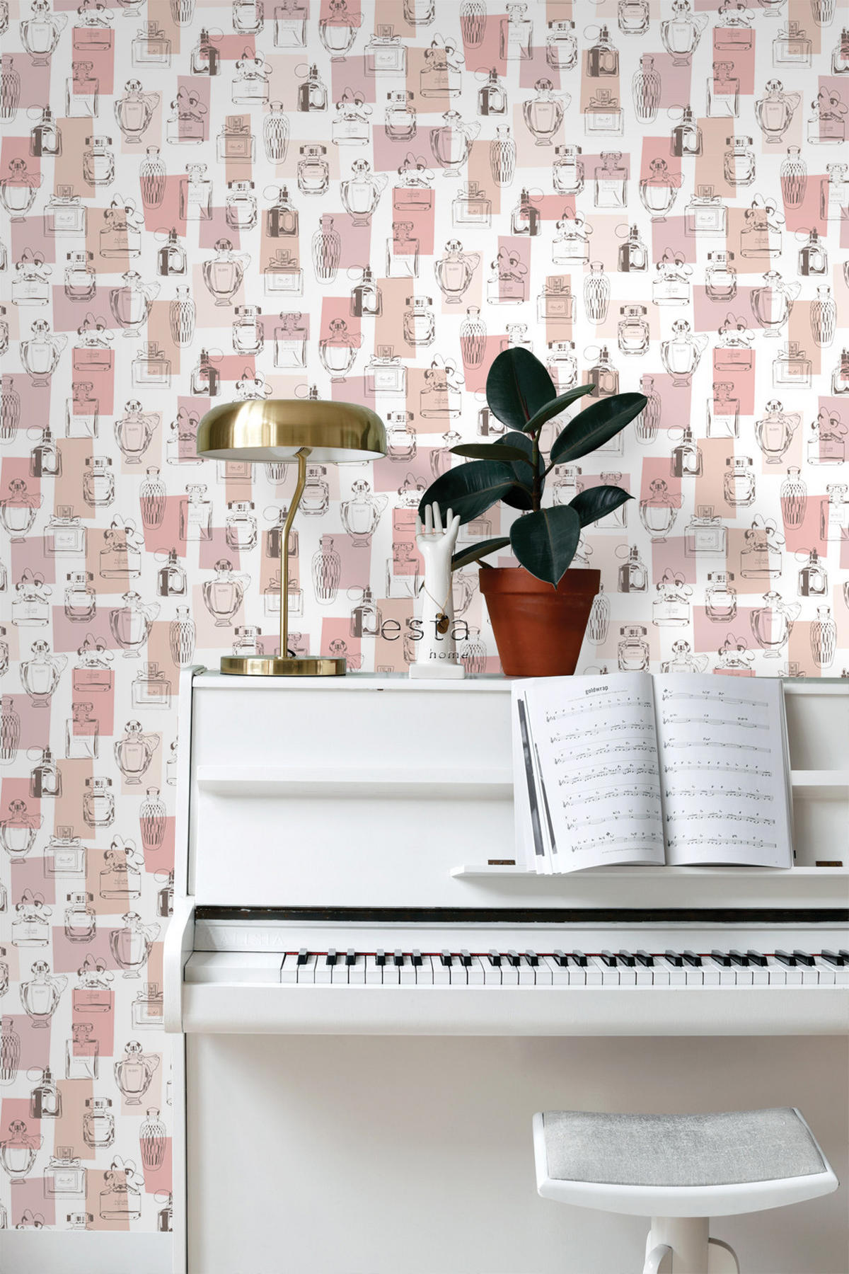 TAPETE Parfumflaschen 53 cm x 10.05 m - Pink, Papier (53/1000cm) - ESTAhome