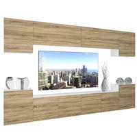 WOHNZIMMERWAND Schrankwand mit LED Sonoma Eiche - Beige, Holz (300/180/36cm) - B BELINI GROUP