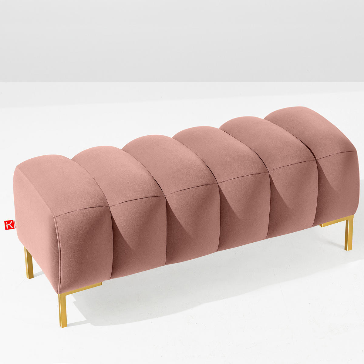 SITZHOCKER Polsterhocker PECCO, Veloursstoff - Goldfarben/Rosa, Holz/Textil (120/50/50cm) - KONSIMO®