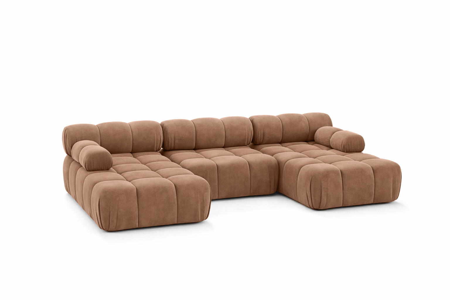 ECKSOFA U-Form, Stoff Velours Salvador, Dunkelbeige, Selia U - Beige, Holz (285/70/160cm) - Kaiser Möbel