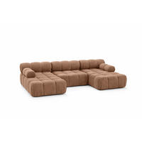 ECKSOFA U-Form, Stoff Velours Salvador, Dunkelbeige, Selia U - Beige, Holz (285/70/160cm) - Kaiser Möbel