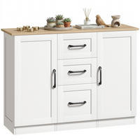 SIDEBOARD Weiß und Naturfarben, 2 Türen, 3 Schubladen, 110/35/80,4 cm - Weiß, Holz (110/80.4/35cm) - PANGIVO