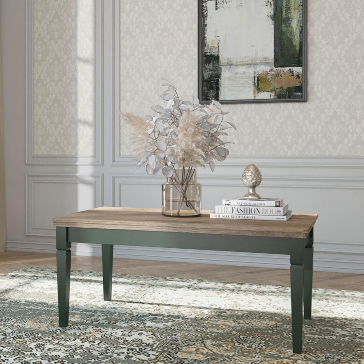 KONFERENČNÍ STOLEK Martin Zelená a dřevo - zelená barva, kompozitní dřevo (50/110/60cm) - Petits-meubles