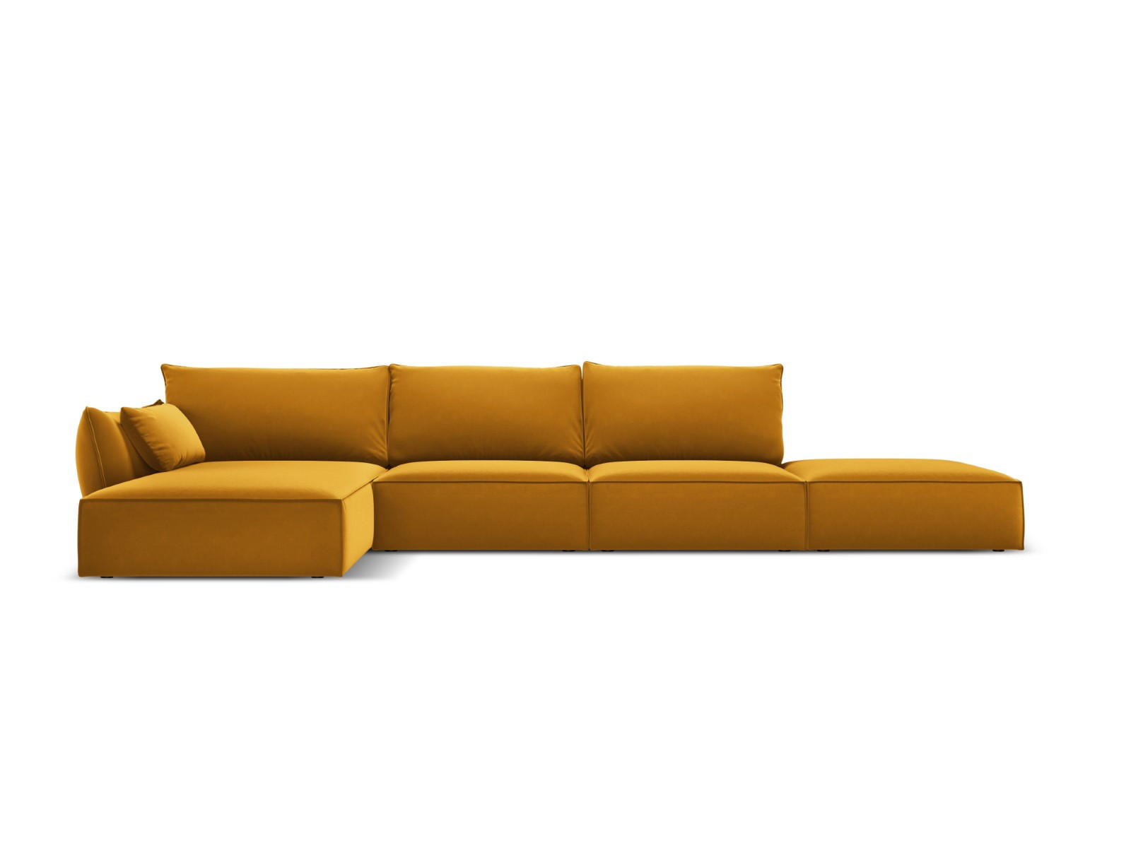 ECKSOFA links Kaelle aus Samt gelb 5 Sitzplätze - Gelb, Textil (171/364cm) - Micadoni