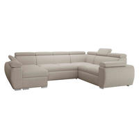 WOHNLANDSCHAFT Boston U, Seite: Links - LC+2P+R+2R - Chromfarben/Creme, Holz/Textil (325/98/260cm) - MIRJAN24