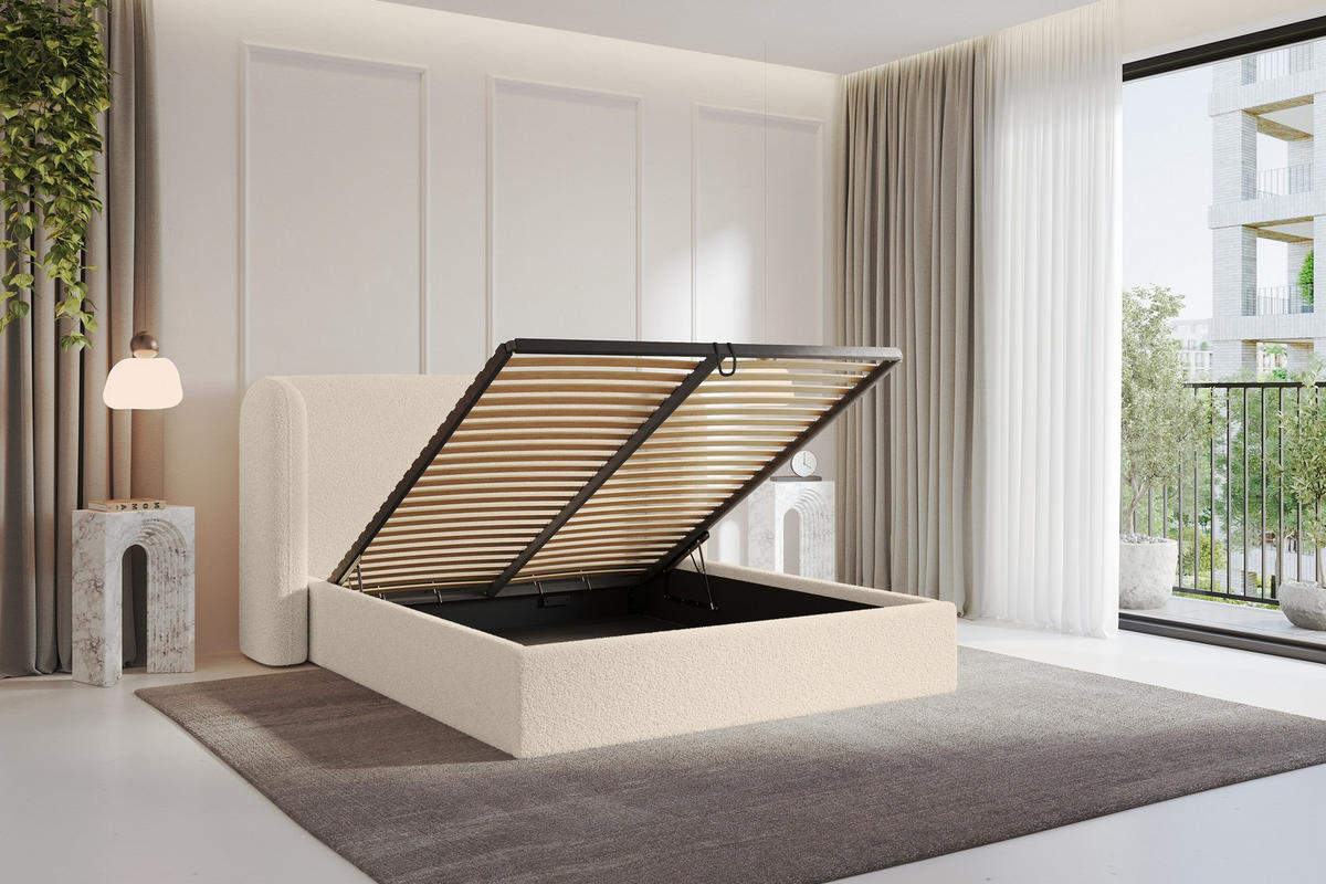 POLSTERBETT mit Bettkasten und Lattenrost, Boxbett ohne Matratze - ESTI 160x200 Dunkelbeige - Cappuccino, Holzwerkstoff/Textil (160/200cm) - ALTDECOR