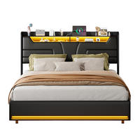 POLSTERBETT 140x200 cm Schwarz PU LED USB Bettkasten - Schwarz, Holz (140/200cm) - SHOPENTRA