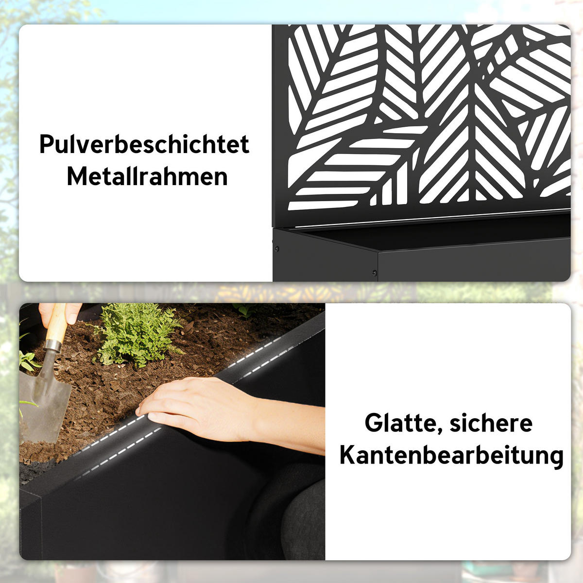 HOCHBEET mit Rankgitter Metall Schwarz - Schwarz, Metall (30/113/60cm) - Outsunny