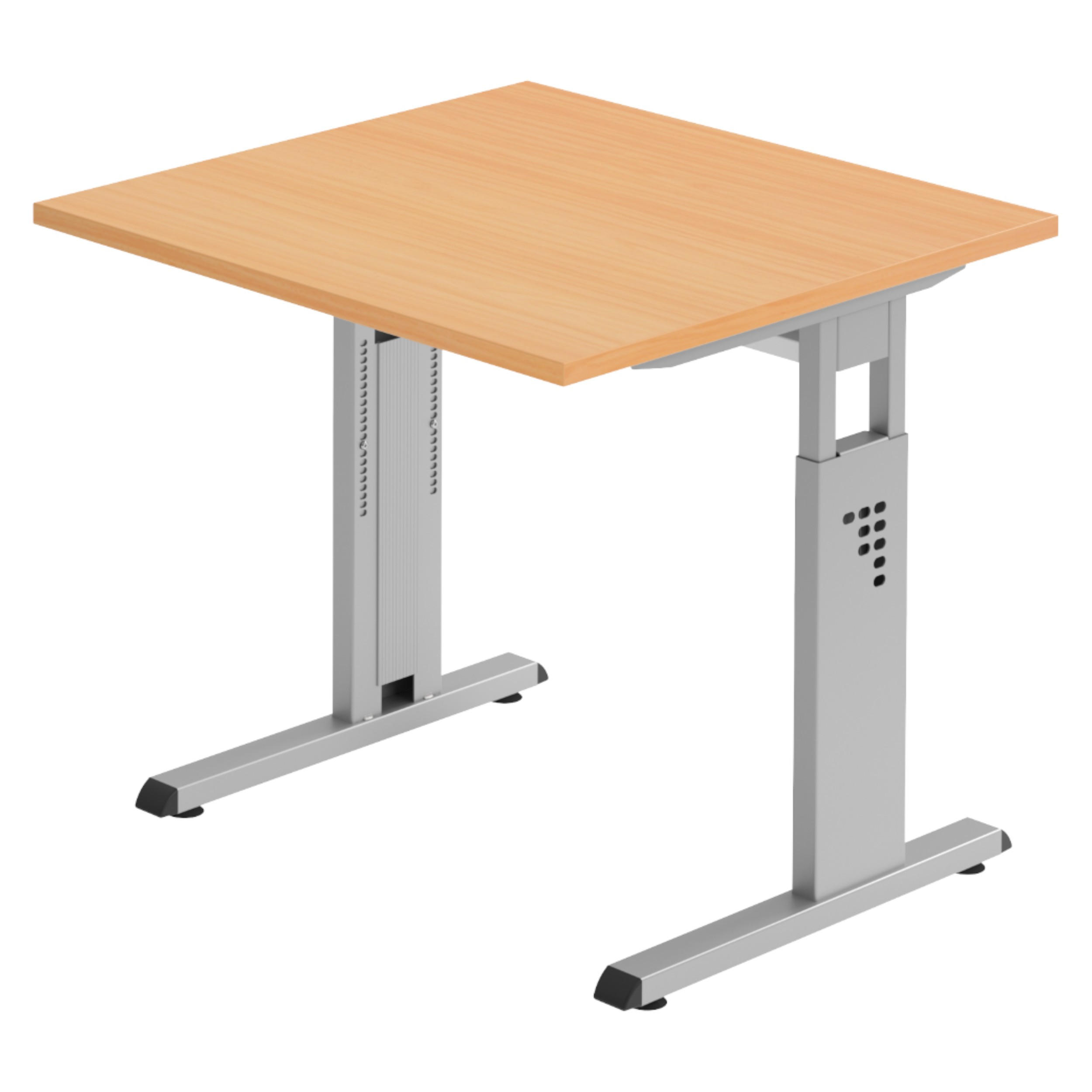 SCHREIBTISCH Serie-O 80/80/74 cm in Buchefarben/Silberfarben - Buchefarben/Silberfarben, Holzwerkstoff (80/80/74cm) - bümö