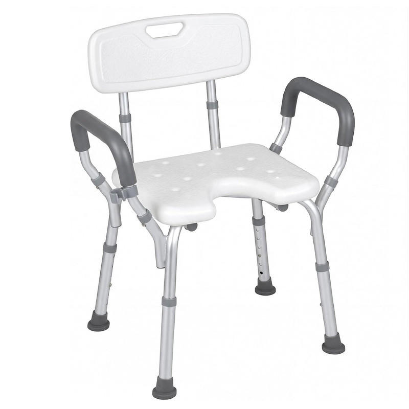 DUSCHHOCKER mit Armlehnen silber - Silberfarben, Metall (59/68.5/46cm) - COSTWAY