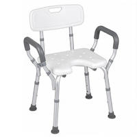 DUSCHHOCKER mit Armlehnen silber - Silberfarben, Metall (59/68.5/46cm) - COSTWAY