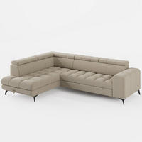 ECKSOFA CANDY CANE Links Beige Bouclé-Stoff mit Schlaffunktion und Bettkasten - Beige, Textil (264/192cm) - Barchello