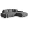 ECKSOFA ALESE R-S Grau Velours-Stoff mit Schlaffunktion - Grau, Holz (265/185cm) - MASSENO
