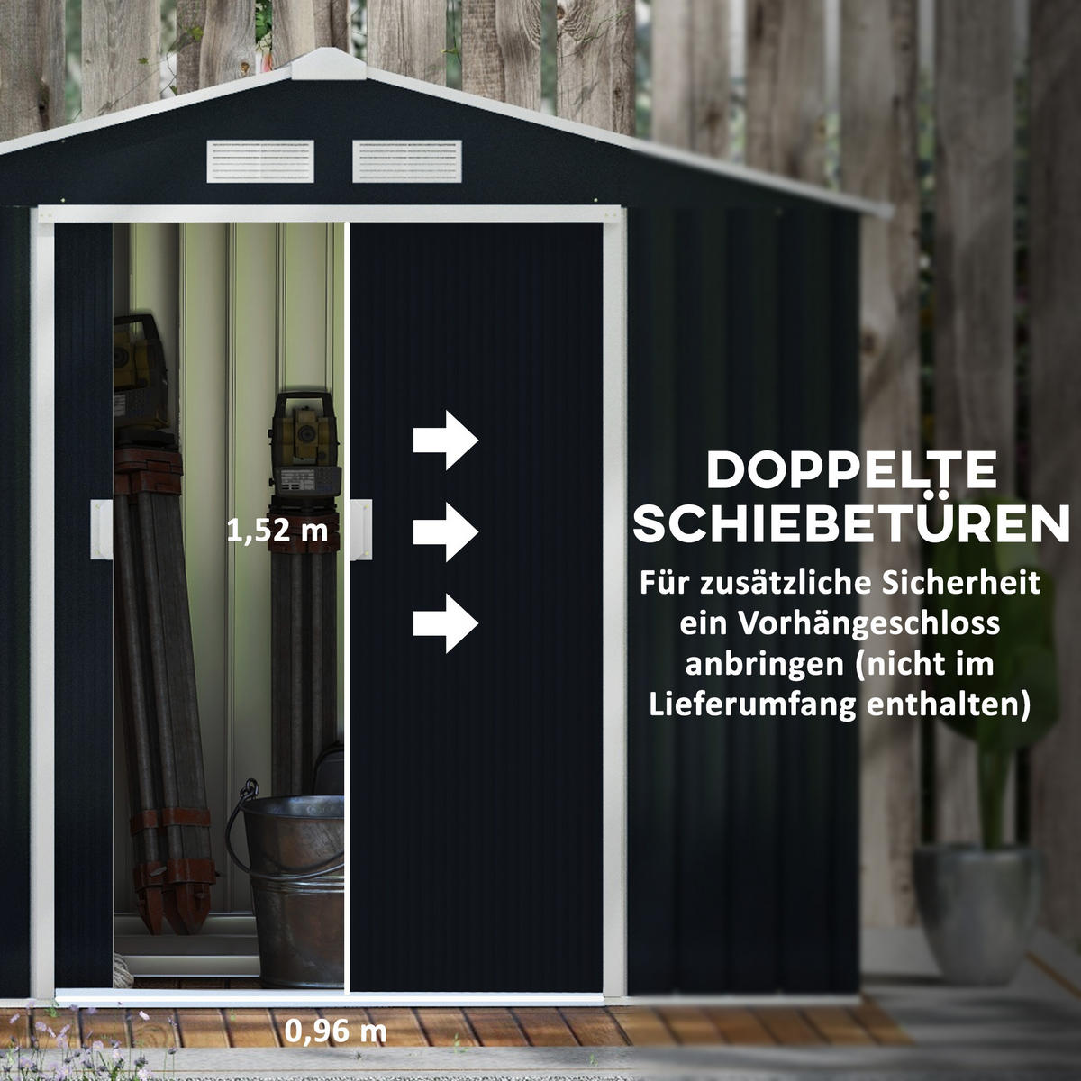 GERÄTEHAUS, Geräteschuppen, Garten Schuppen mit Bodenrahmen, Stahl, Kohlegrau - Grau, Metall (130/185/213cm) - Outsunny
