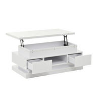 COUCHTISCH 100/50/40 cm höhenverstellbar mit LED, USB-Anschluss, 2 Schubladen und Stauraum, Weiß - Weiß, Holzwerkstoff (100/50/40cm) - Redom