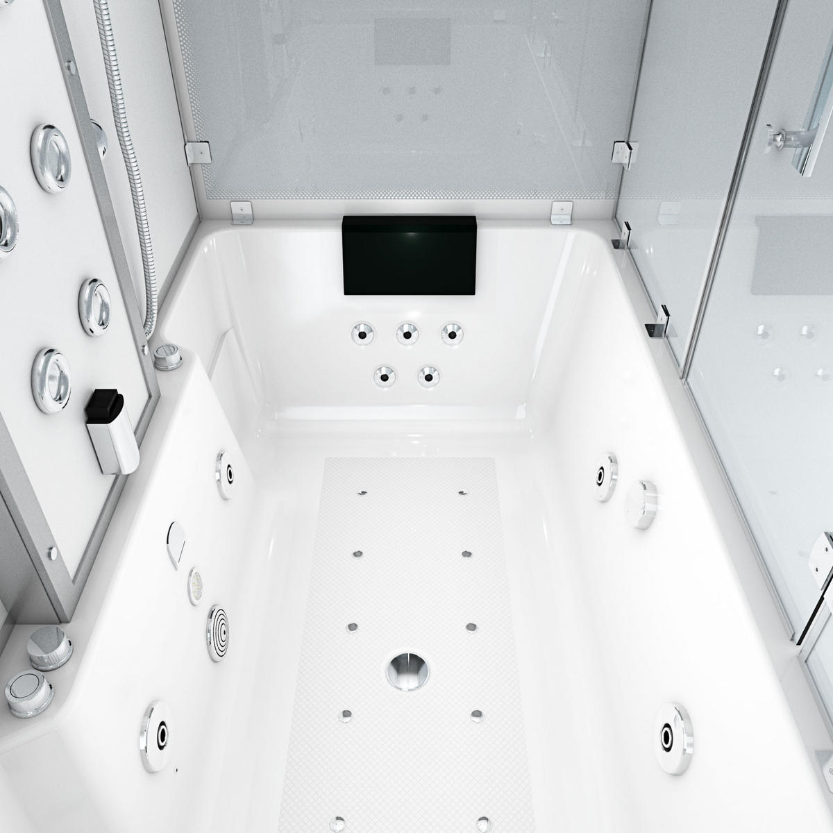 BADEWANNE Dusche K80-WS-TH-A-EC-SC-EA Duschtempel - Weiß, Glas/Kunststoff (100/180/228cm) - AcquaVapore by Sandra Jentho