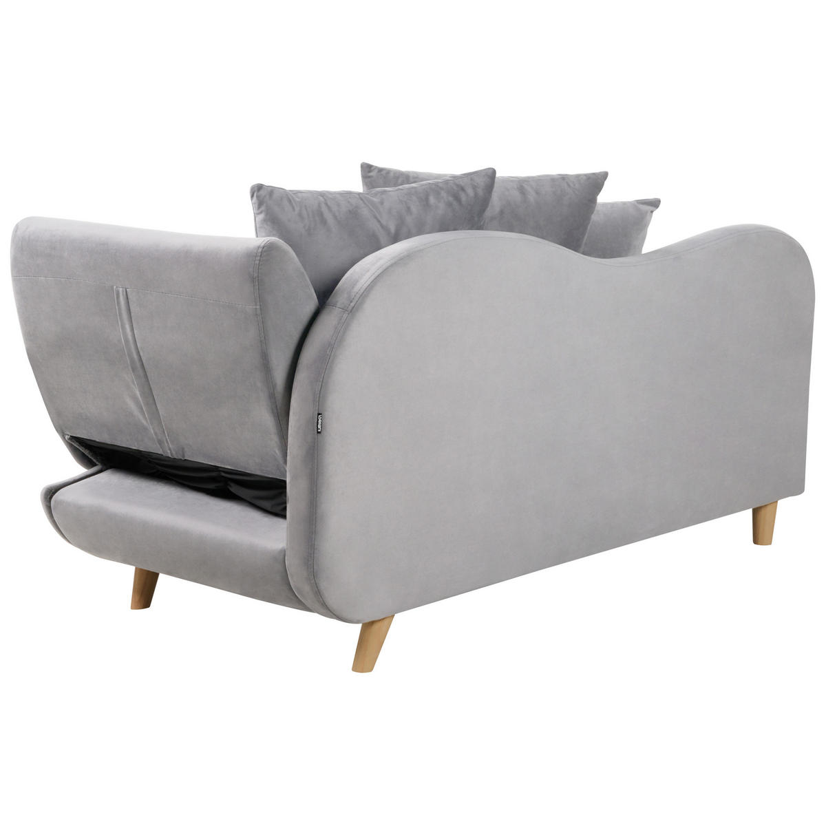 CHAISELONGUE Samtstoff hellgrau mit Bettkasten rechtsseitig Meri - Hellgrau/Grau, Textil (156/73/69cm) - Beliani