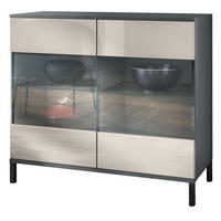KOMMODE Bari Sandgrau Hochglanz - Sandfarben, Holzwerkstoff (92.5/83.5/35cm) - Vladon