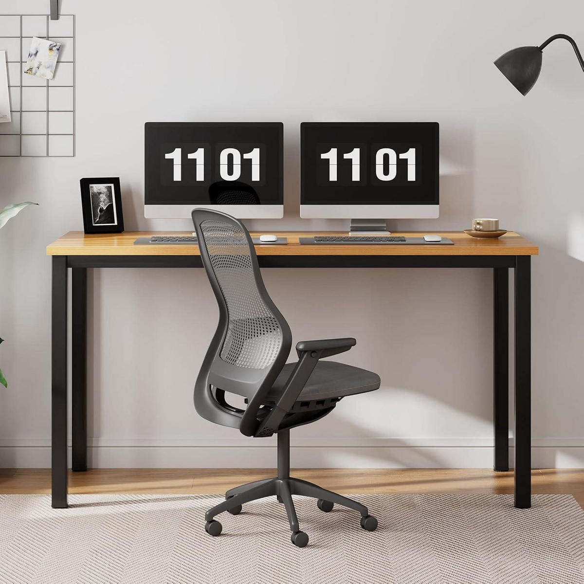 SCHREIBTISCH Computertisch Teak Schwarz 100 x 60 x 75 cm - Braun, Holzwerkstoff (100/60/75cm)
