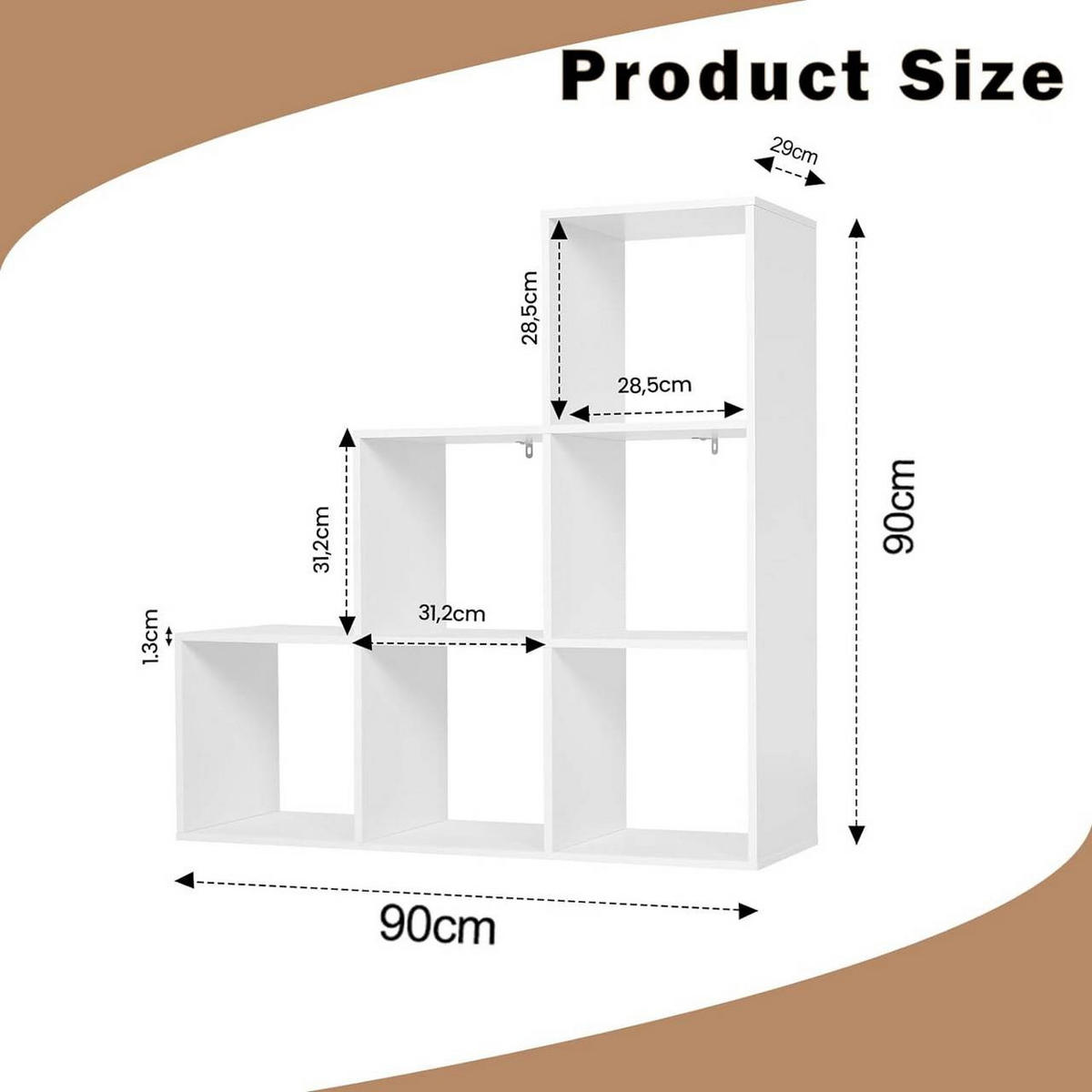 BÜCHERREGAL mit 6 Fächern, 90x29x90 cm, Weiß - Weiß, Holzwerkstoff (90/90/29cm) - Woltu