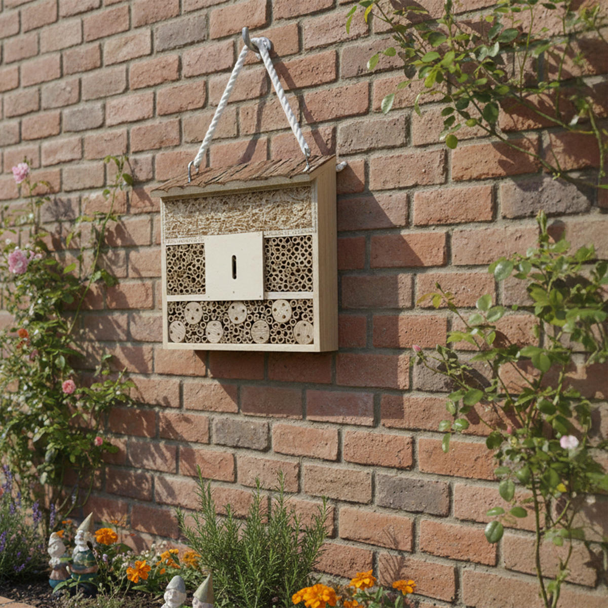 INSEKTENHOTEL - Hellbraun, Holz (30/28/10cm) - Relaxdays