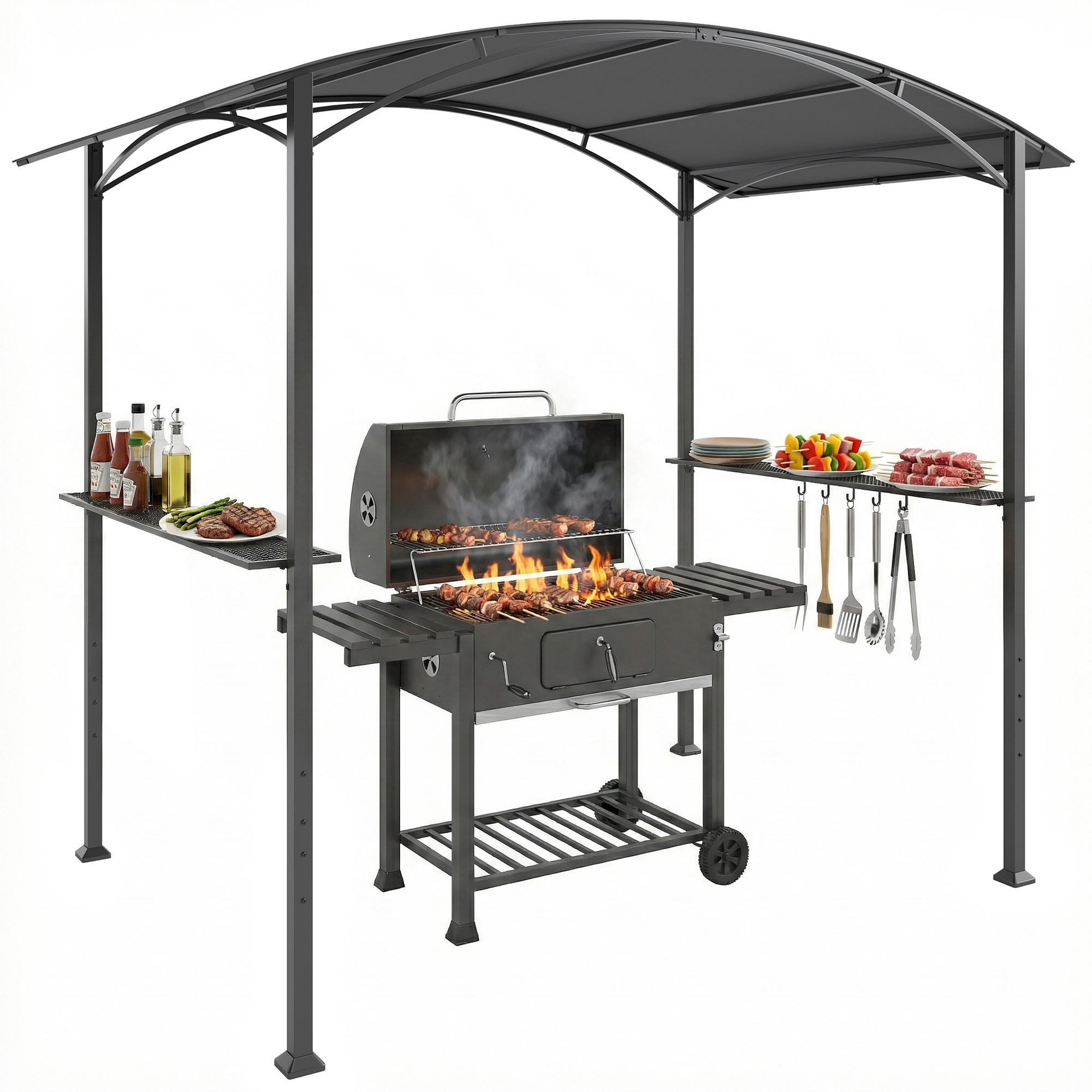 PAVILLON Grau 1 Stück - Grau, Metall (152/218/245cm) - GiPP