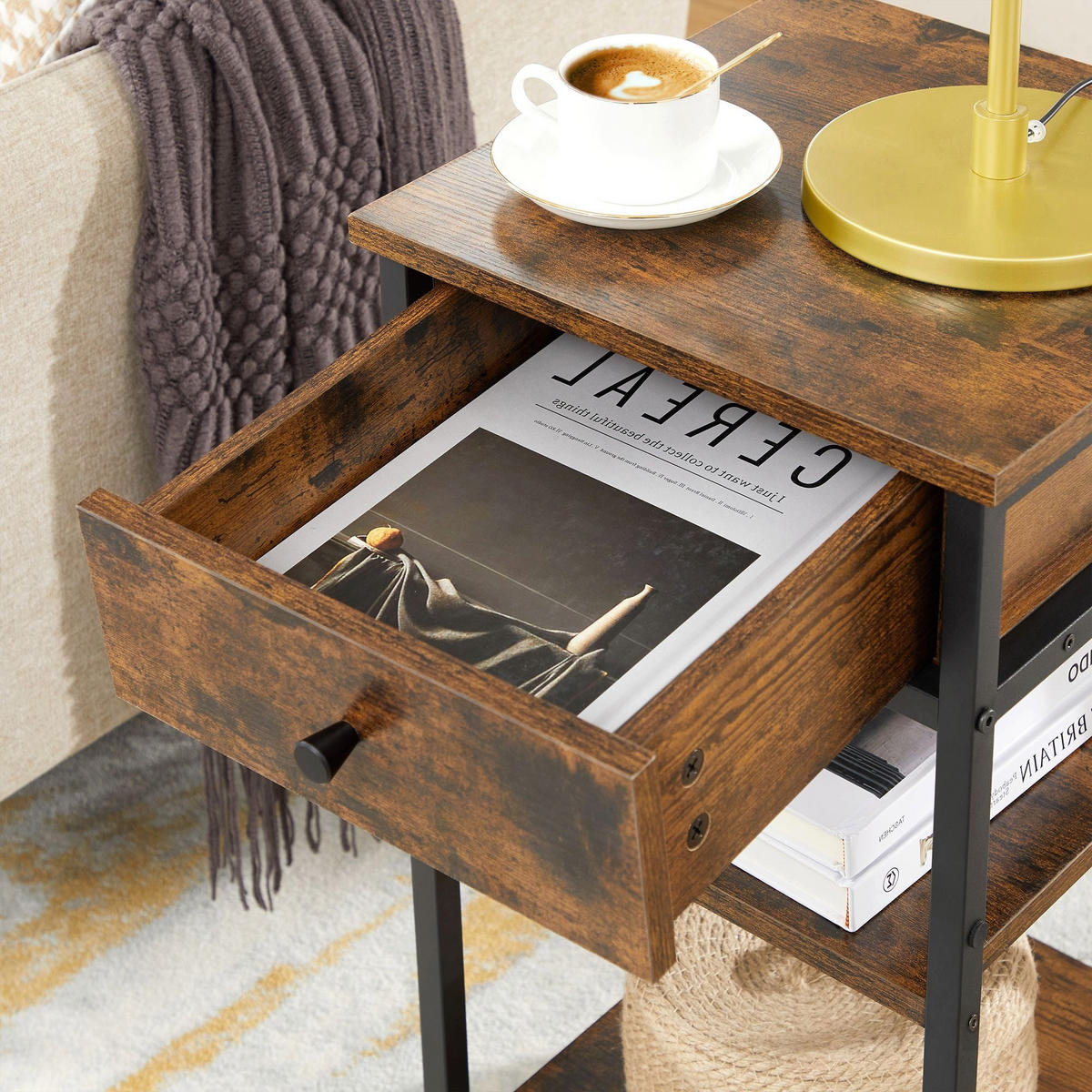 NACHTTISCH BEISTELLTISCH - Braun, Holzwerkstoff (35/70/35cm) - Hansiro