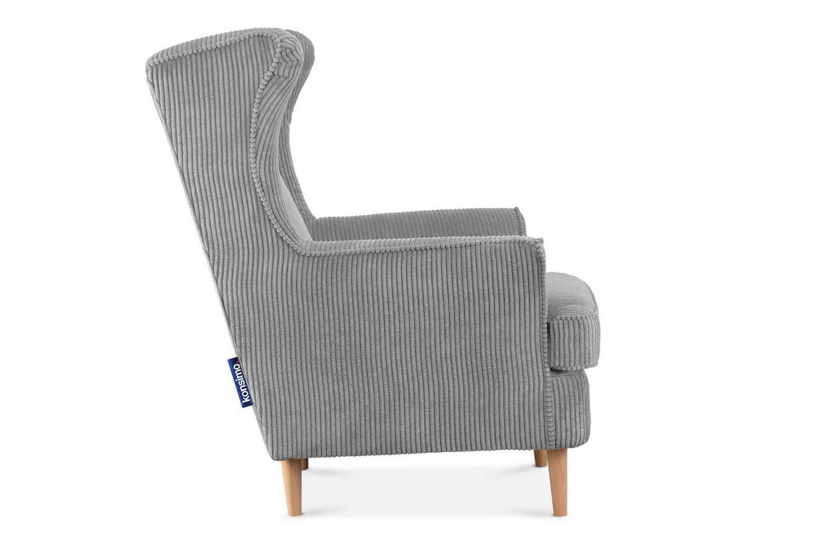 OHRENSESSEL STRALIS inklusive dekorativem Kissen, Grau - Hellgrau, Textil (82/108/80cm) - KONSIMO®