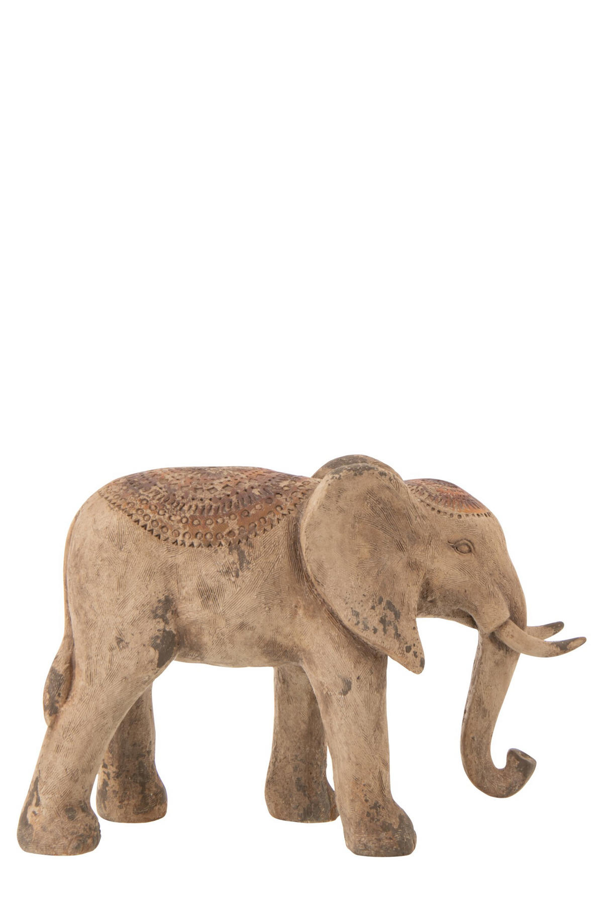 DEKOOBJEKT ELEFANT ANTIK AUßEN - Multicolor, Glas/Naturmaterialien (30/55/80cm) - J-Line