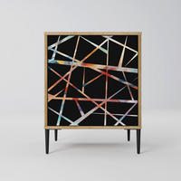 SIDEBOARD POLYGON VERVE, Eichefarben, 57,5x42x72,5 cm, Schwarze Metallfüße - Eichefarben/Multicolor, Holzwerkstoff/Metall (57.5/72.5/42cm) - SpaceRebels