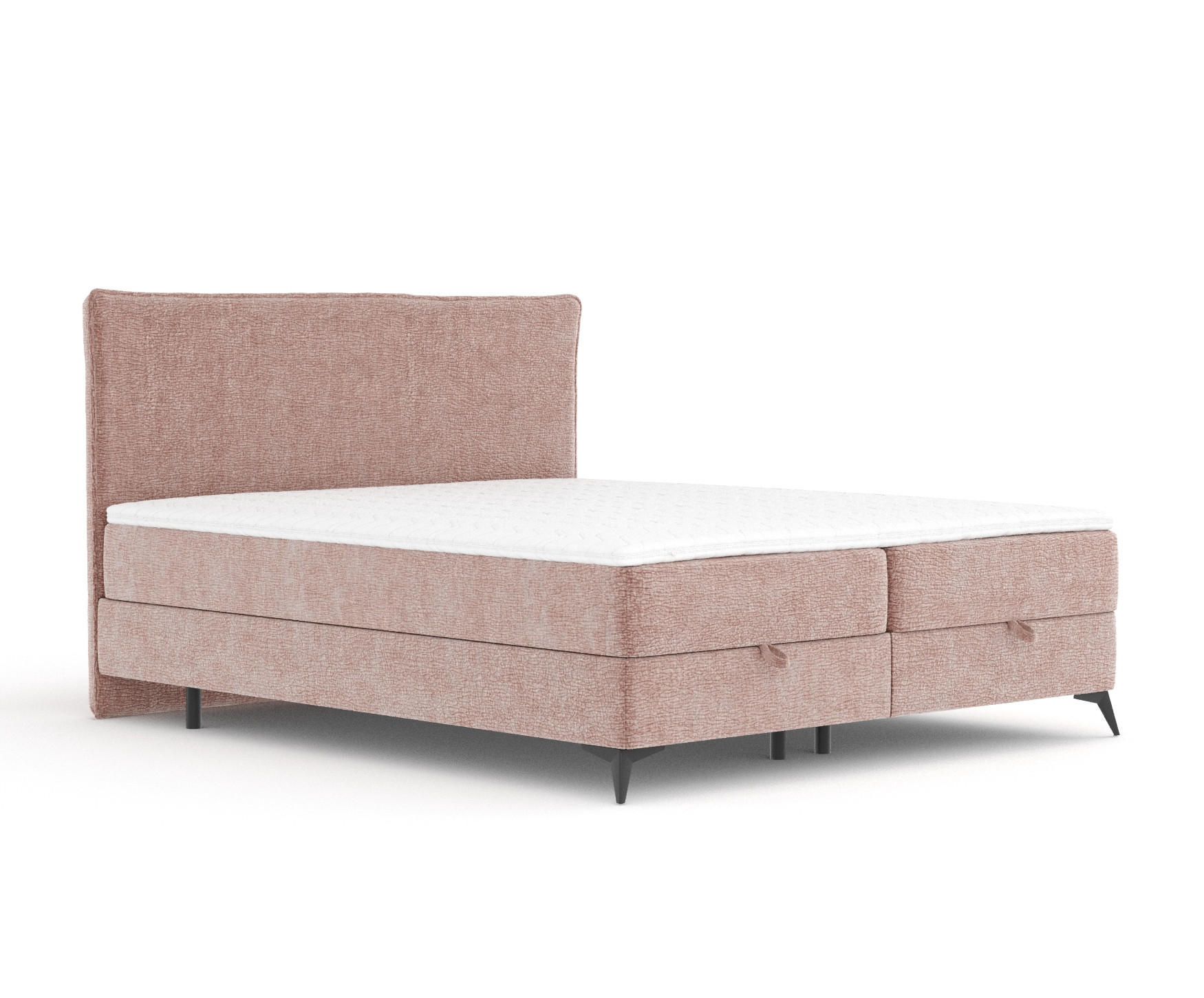 BOXBETT Peru Rosa 160/200 cm im Chenille-Stoff - Pink/Schwarz, Holz/Holzwerkstoff (160/200cm) - Maison de Reve