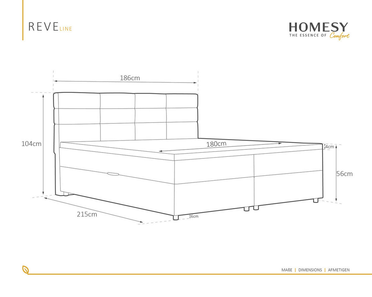 BOXBETT Reve 180 x 200 cm mit Bettkasten und Lattenrost ohne matratze - hellgrau - Dunkelgrau, Holz (180/200cm) - Homesy