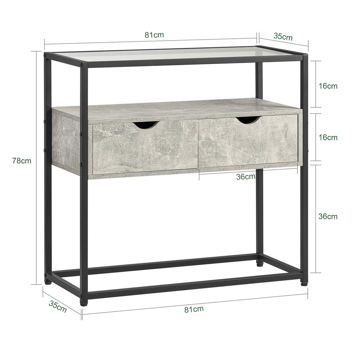 SIDEBOARD Grau - Grau, Glas/Holzwerkstoff (81/78/35cm) - SoBuy