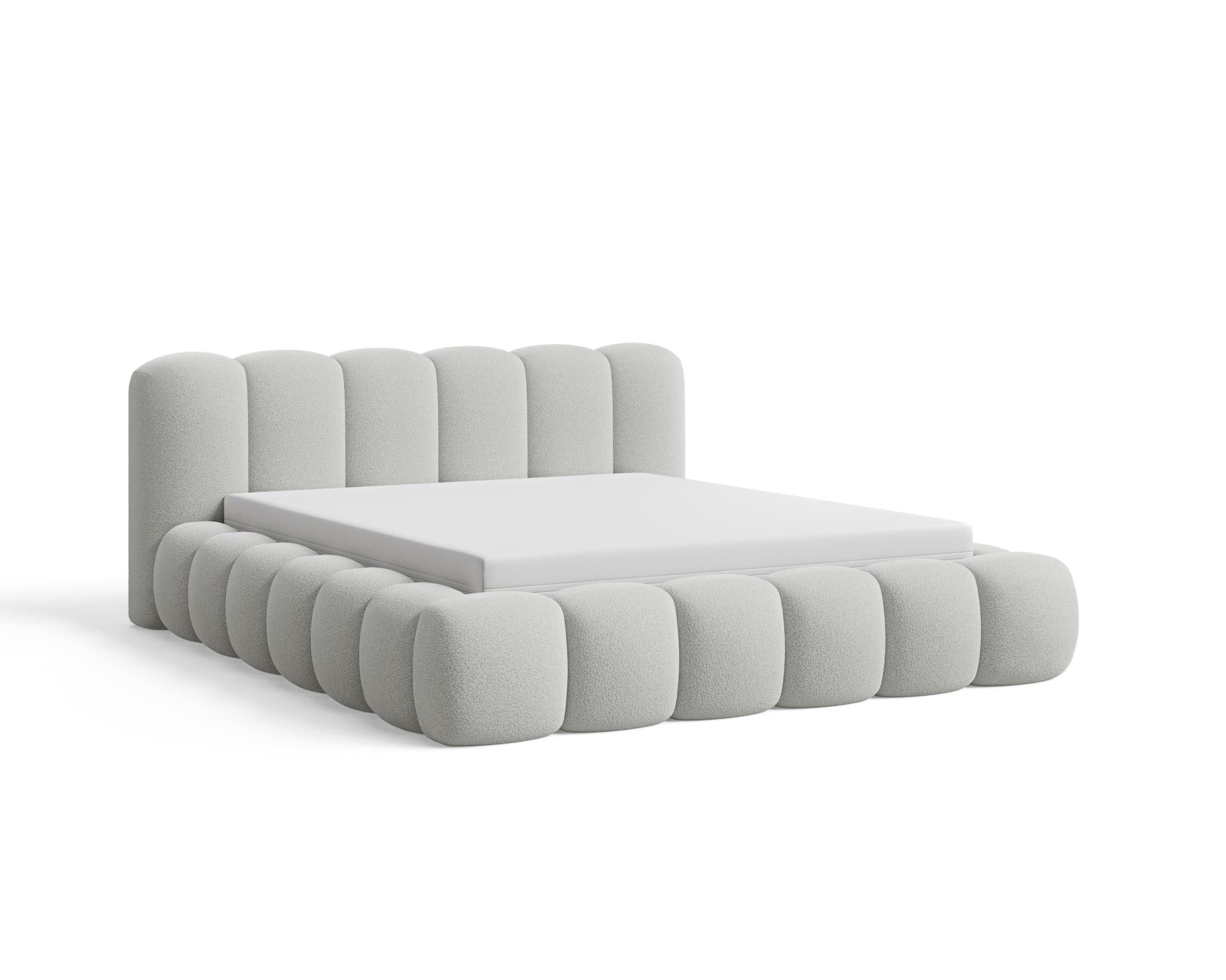 POLSTERBETT 160x200 mit Bettkasten, Lattenrost und Kopfteil, Bouclé-Stoffbezug Grau - Grau, Holz (160/200cm) - Chilly