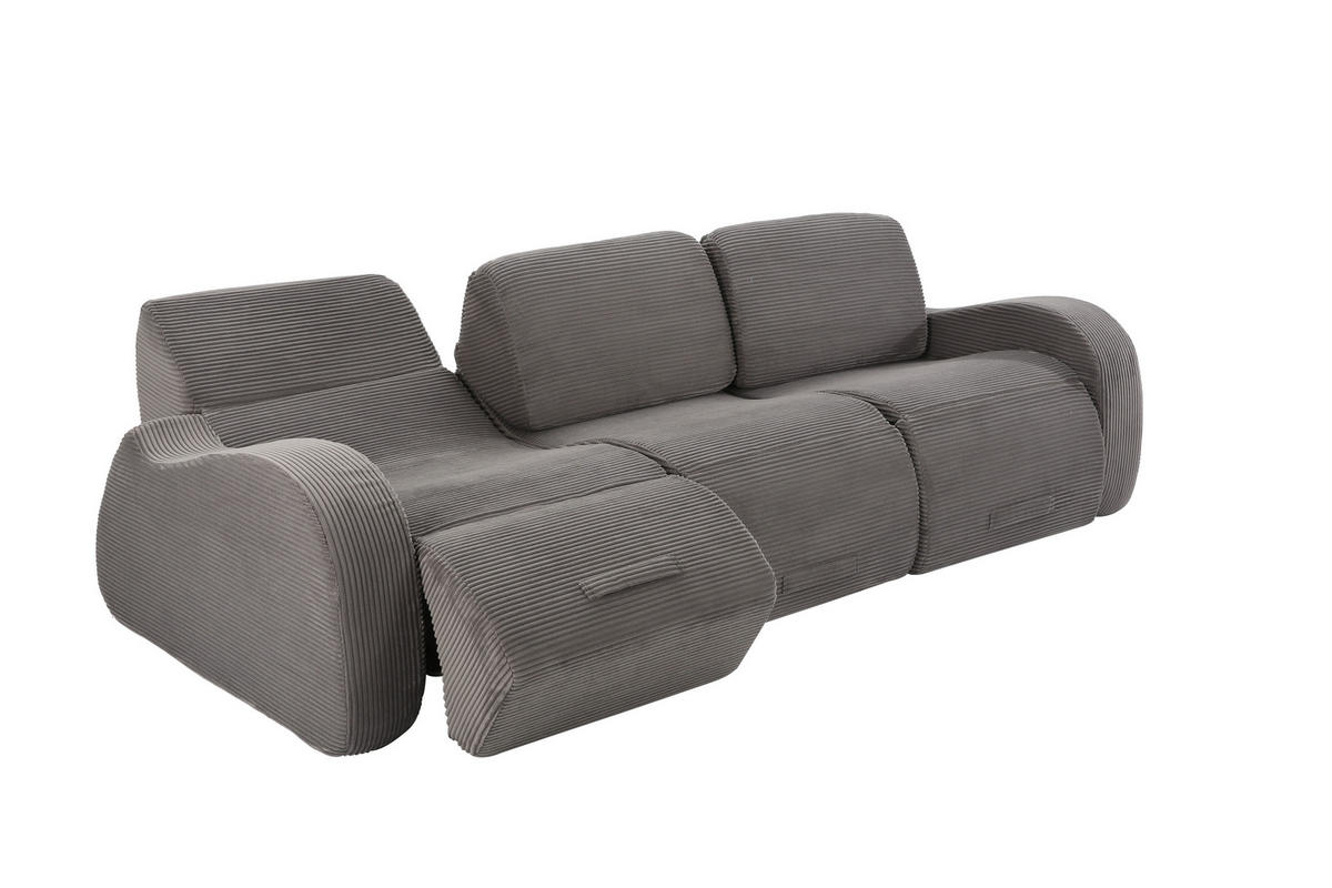 ECKSOFA 247/115/76 cm Grau mit Schlaffunktion - Grau, Textil (115/247cm) - Oxeza