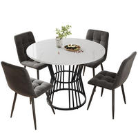 ESSGRUPPE DE-39139 runder 100 cm Tisch mit 4 Stühlen Dunkelgrau - Dunkelgrau, Holzwerkstoff (100/75/100cm) - ComfortXL
