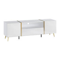 TV-BOARD - 158cm x 41cm - Holzspan - weiß, goldfarben - MARZIALO - Weiß, Holz (158/51.8/41cm) - Vente-Unique