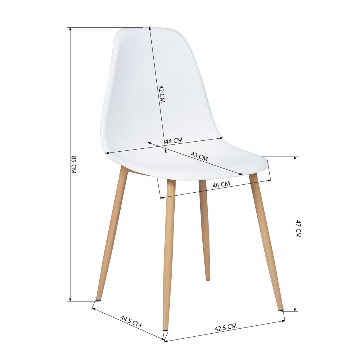 STUHL-SET 4 Stück in Eisen Kunststoff - Eichefarben/Weiß, Kunststoff/Textil (46/84/45cm) - Urban Meuble