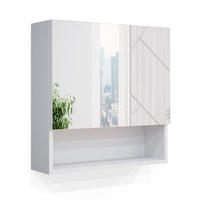 BADSPIEGELSCHRANK Irma Weiß 54 x 55 cm - Weiß Hochglanz/Weiß, Holzwerkstoff (54/55/16.9cm) - Vicco