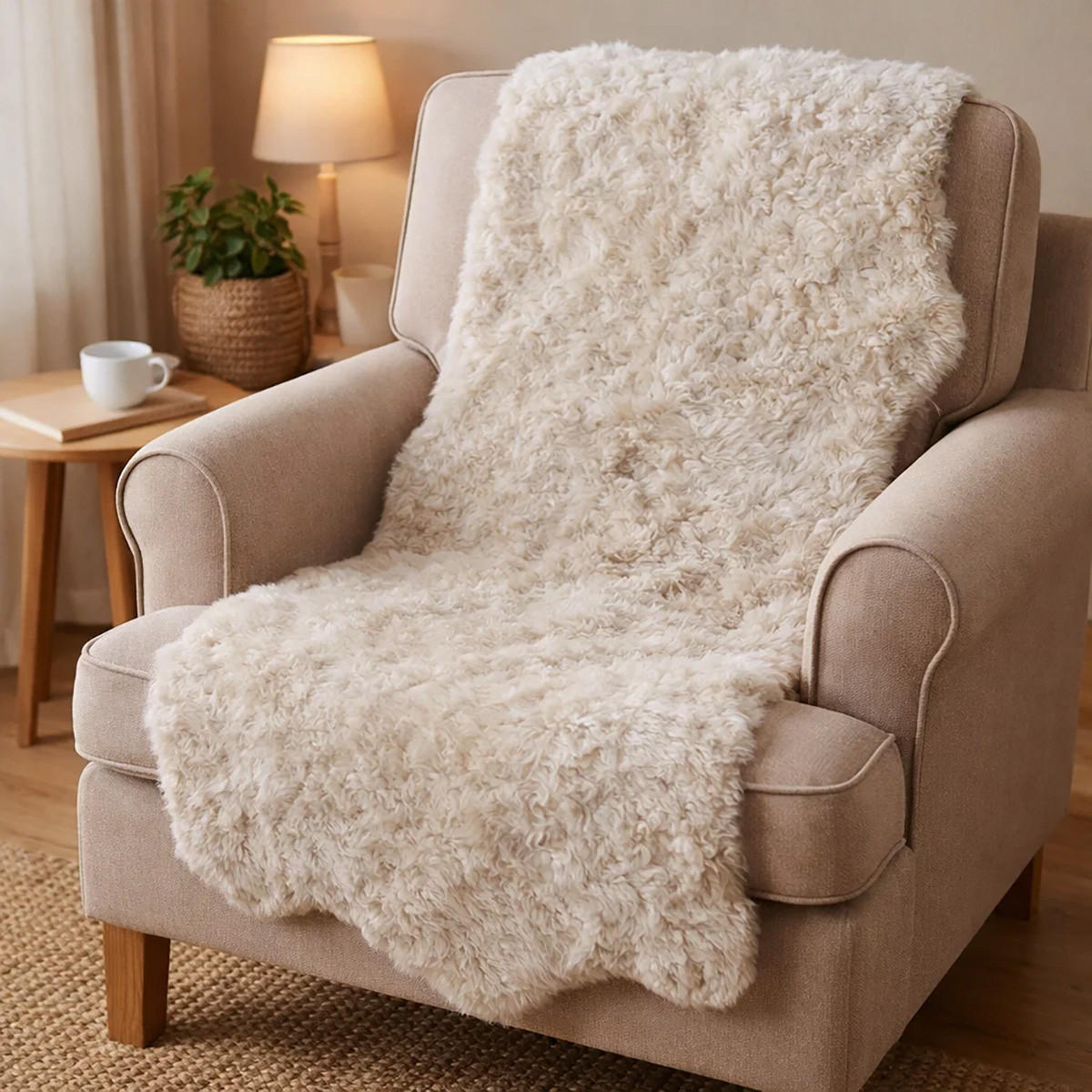 SCHAFFELL Lammfell 2. Wahl Hell geschoren ca. 95 cm - Beige/Creme, Fell (50/95cm) - Provellus