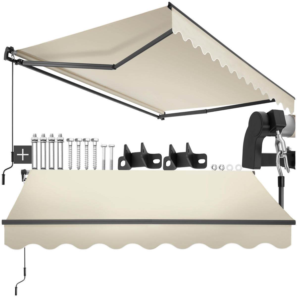 GELENKARMMARKISE Ornella,inkl. Wandhalterung,beige - Beige, Kunststoff (250/41/200cm) - tectake