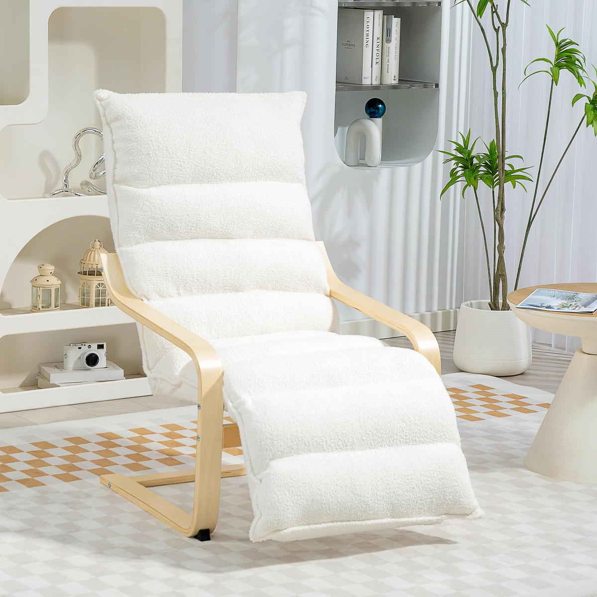 RELAXSSESSEL Sessel mit Verstellbar Fußteil, Armlehne für Wohnzimmer, Weiß - Weiß, Kunststoff (67/105/114cm) - HOMCOM
