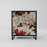 SIDEBOARD EPHEMERAL DAYS, Schwarz, 57,5x42x67,5 cm, Schwarze Metall-Rahmenfüße - Multicolor/Schwarz, Holzwerkstoff/Metall (57.5/67.5/42cm) - SpaceRebels